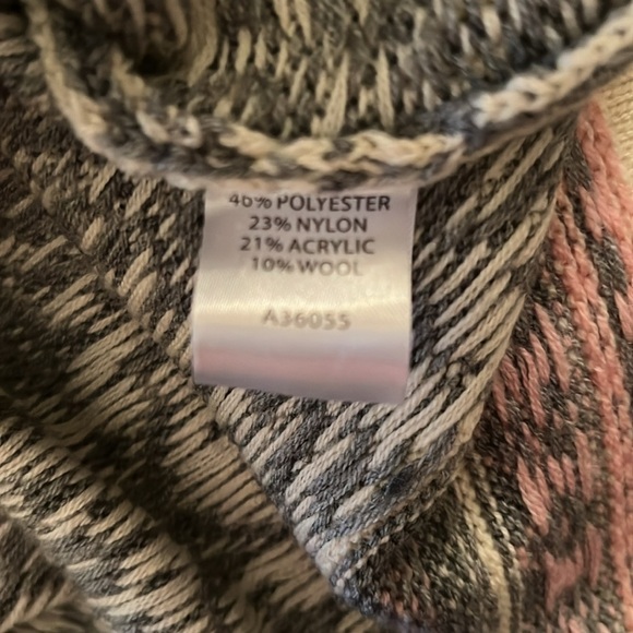 Appleseed’s Women’s Nordic Inspired Front Zip Cardigan Jumper Pink Cream Gray PM - Picture 12 of 16